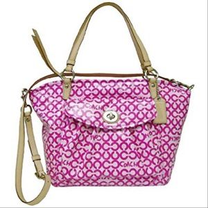 Pink Coach Signature Op Art Leah Tote Bag 13142